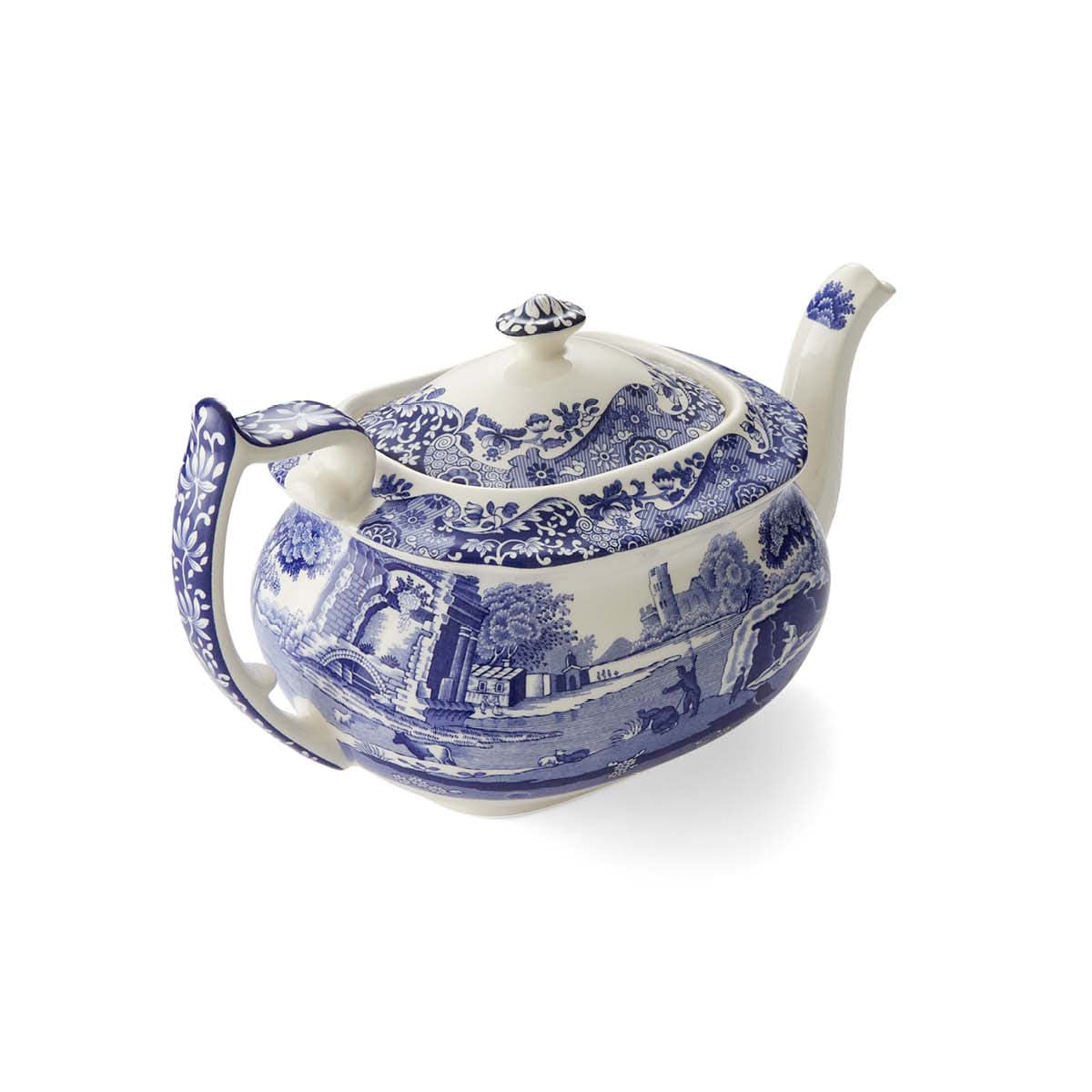 Spode Blue Italian Collection Teapot | Tea Infuser | Made of Earthenware | 40-Ounces/2.5 Pints | Dishwasher and Microwave Safe | Made in England (Blue/White)